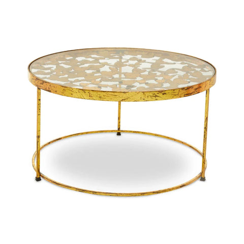 Golden Butterfly Glass Coffee Table