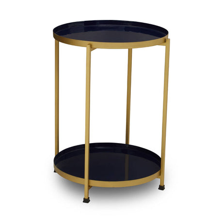 Glossy Blue Enamel Side Table
