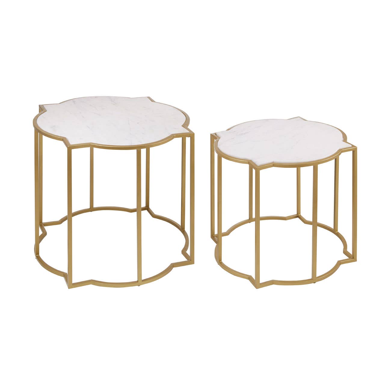 Marble Quatrefoil Accent Table Set