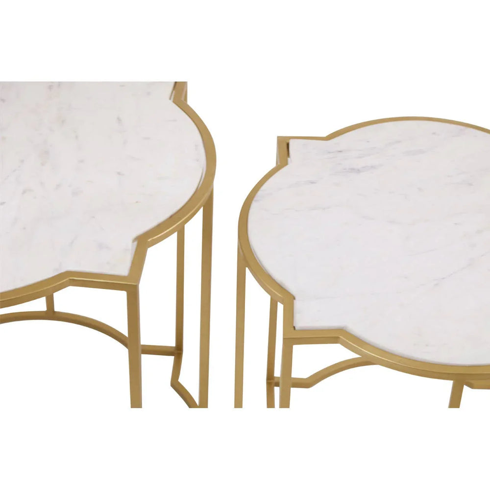 Marble Quatrefoil Accent Table Set