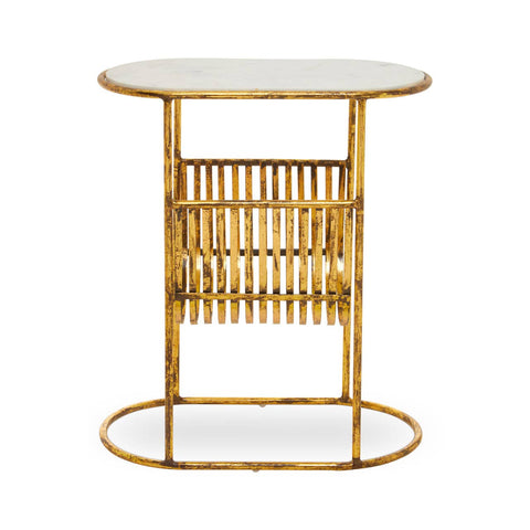 Sleek Marble Magazine Rack Table