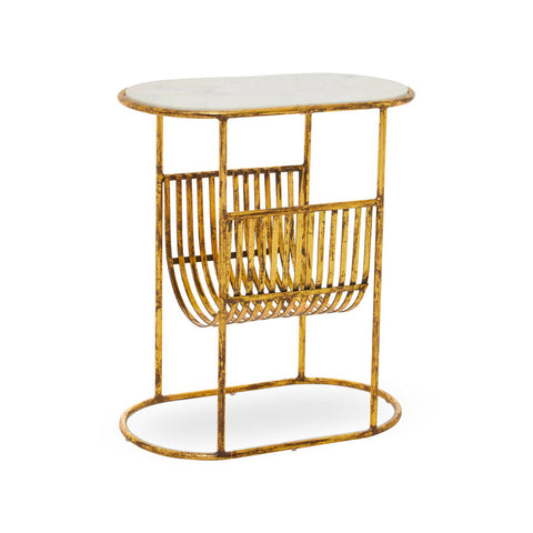 Sleek Marble Magazine Rack Table