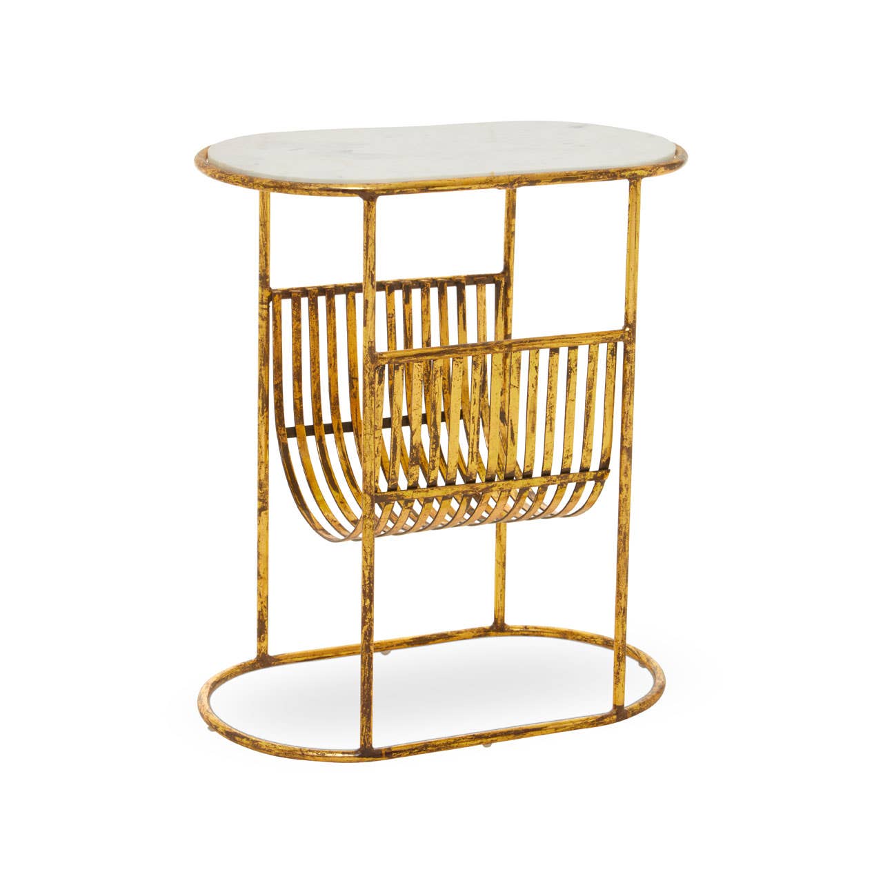Sleek Marble Magazine Rack Table