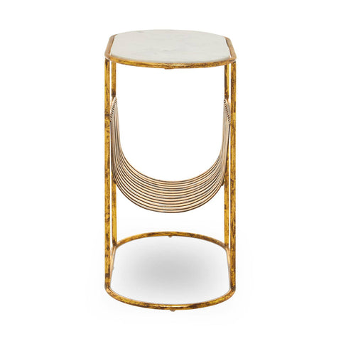 Sleek Marble Magazine Rack Table