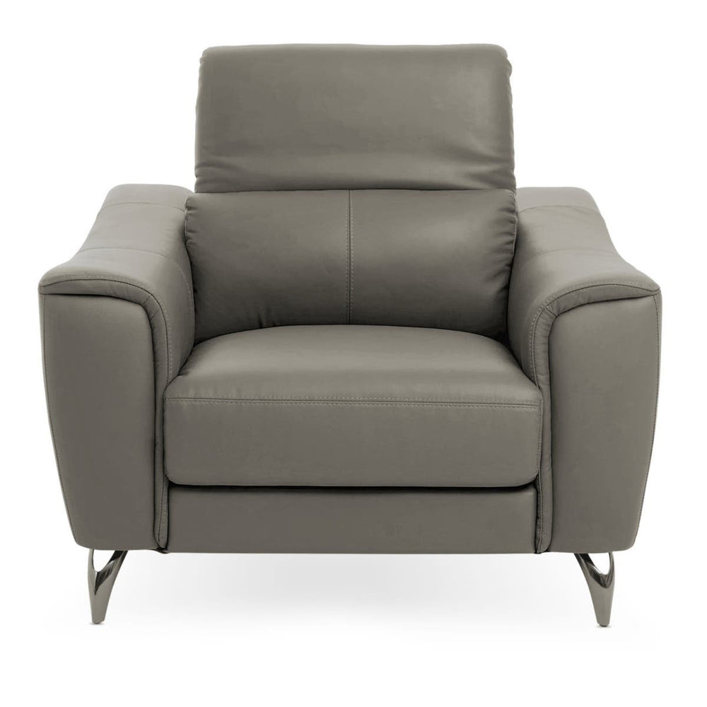 Modern Grey Leather Armchair