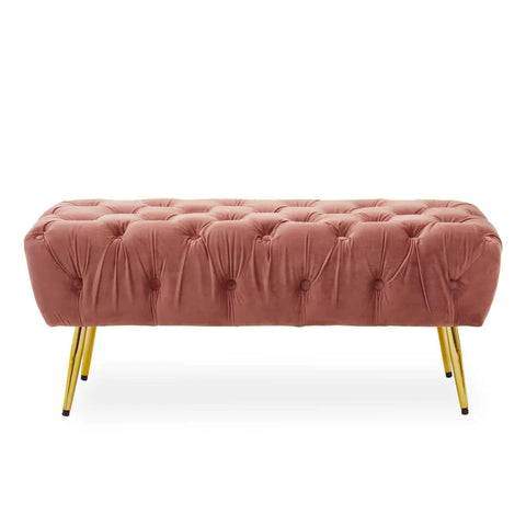 Luxe Pink Velvet Gold Bench