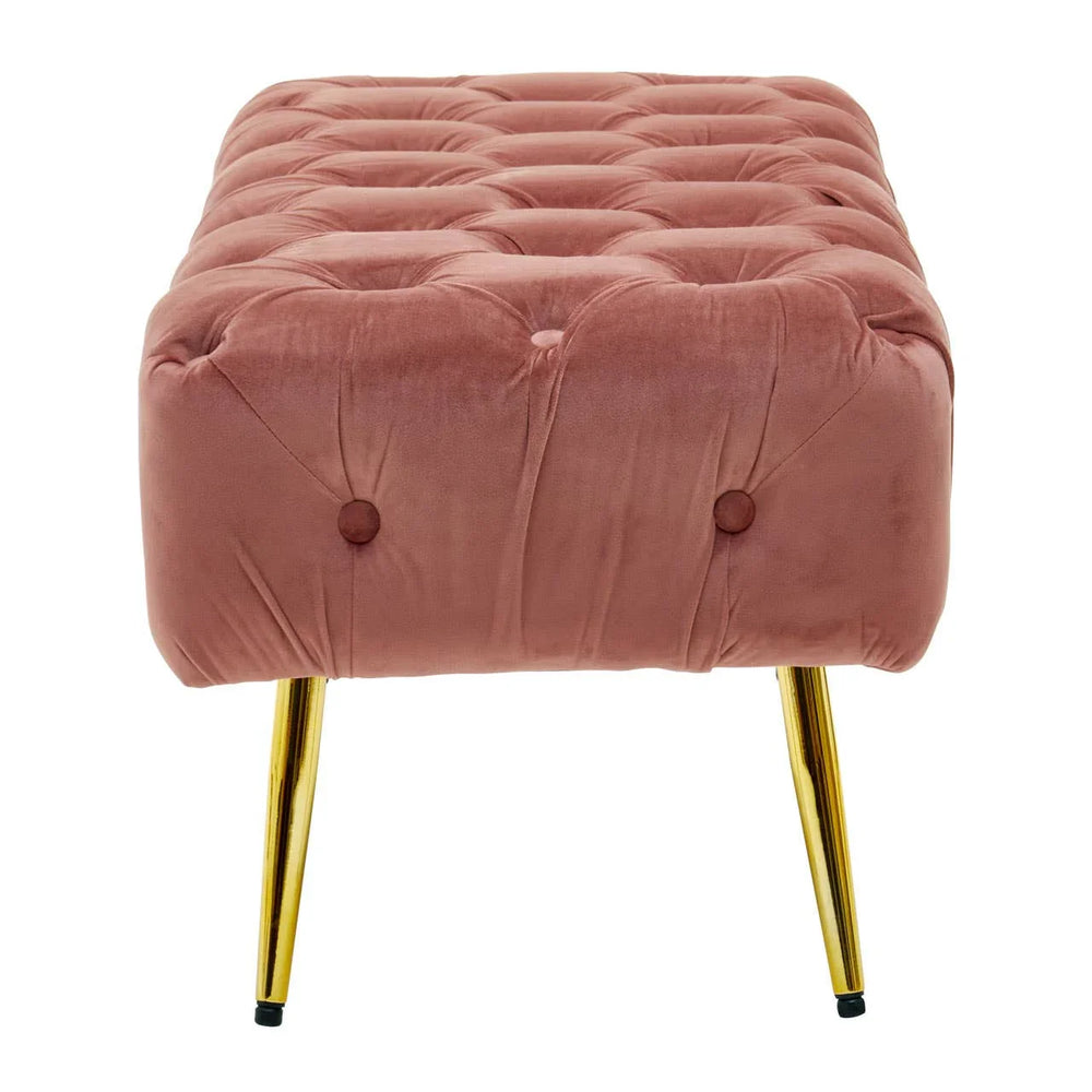 Luxe Pink Velvet Gold Bench