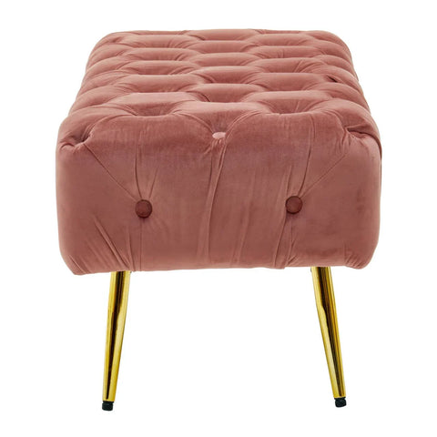 Luxe Pink Velvet Gold Bench