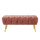 Luxe Pink Velvet Gold Bench