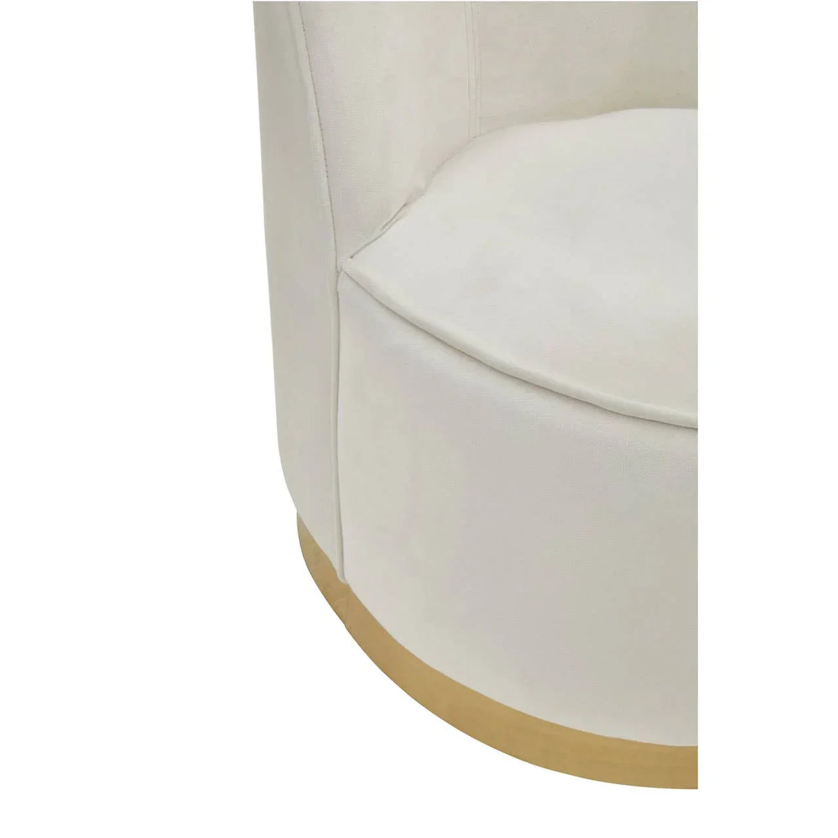 Close-up of modern cream fabric chair with light wood base