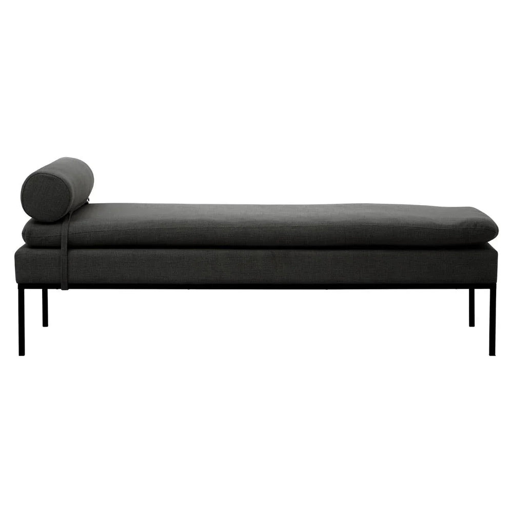 Harley Dark Grey Linen Textured Iron Frame Day Bed