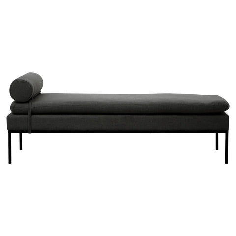 Harley Dark Grey Linen Textured Iron Frame Day Bed