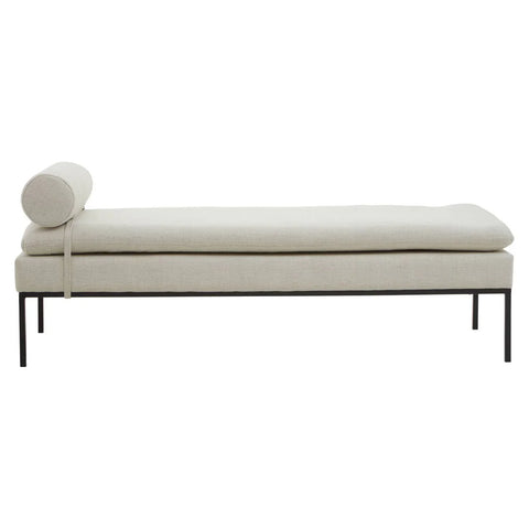 Harley Natural Linen Textured Iron Frame Day Bed