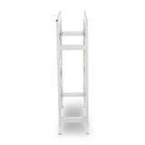 A sleek silver floorstanding wine rack designed to hold up to 12 bottles, featuring a modern, minimalist structure with three open shelves and a sturdy base. The rack has a polished finish and a tall, narrow profile, making it suitable for various home decor styles