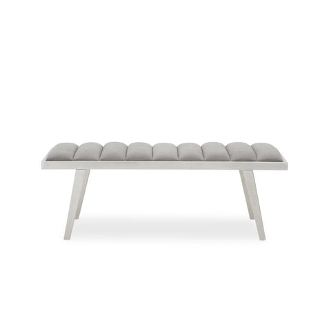 Plush Grey Velvet Bench