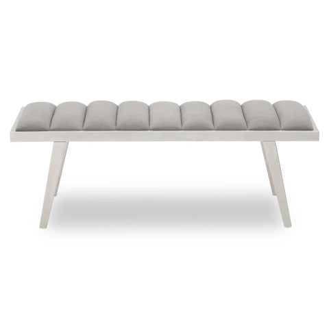 Plush Grey Velvet Bench