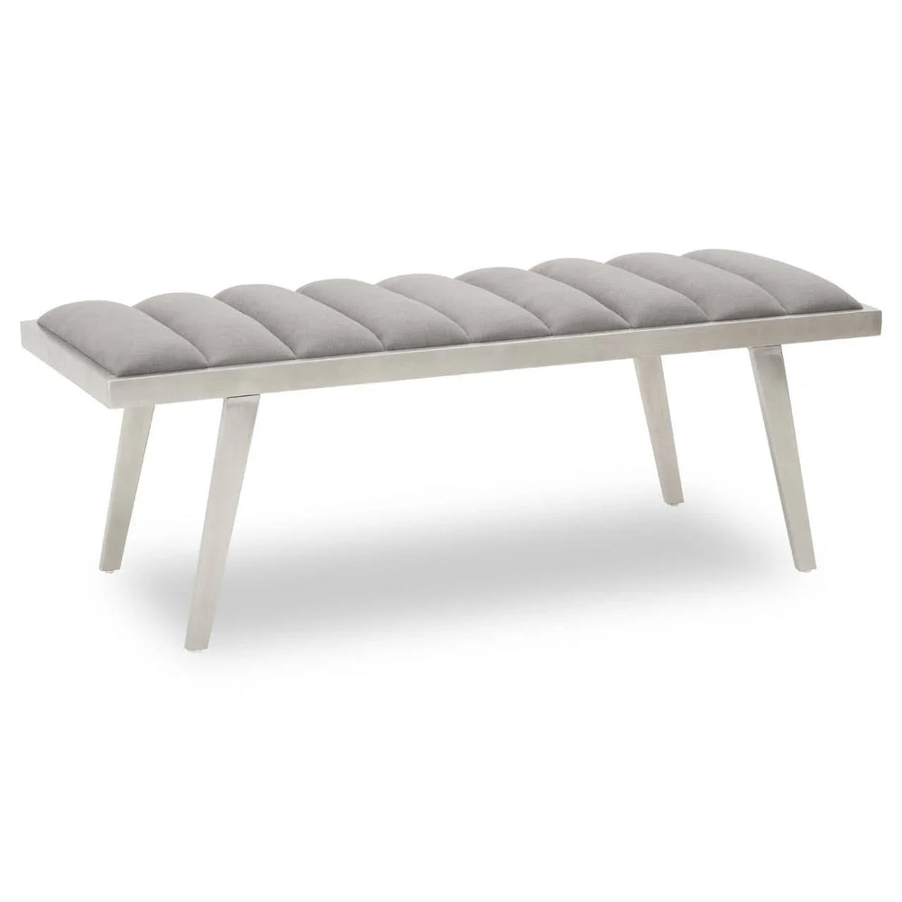Plush Grey Velvet Bench