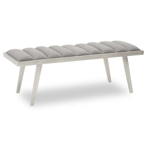 Plush Grey Velvet Bench
