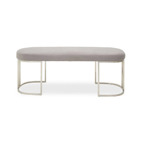 Curved Grey Upholstered Bench