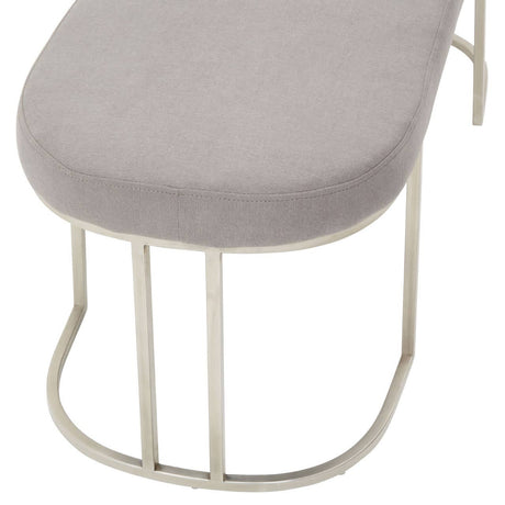 Curved Grey Upholstered Bench