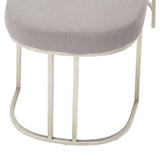 Curved Grey Upholstered Bench