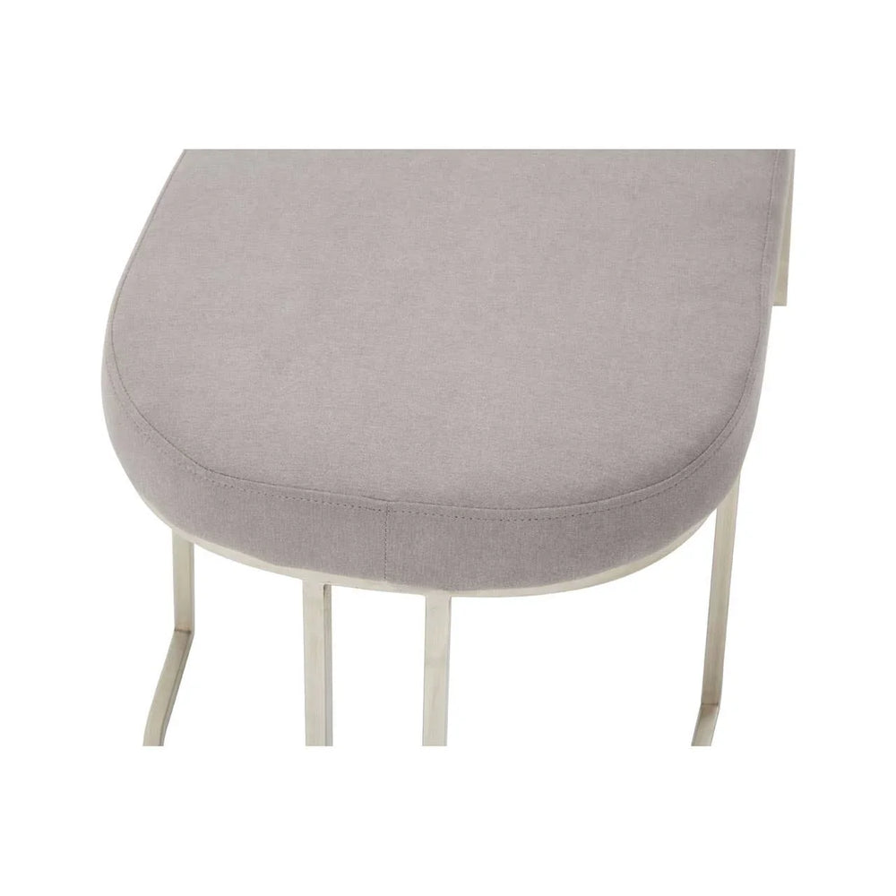 Curved Grey Upholstered Bench