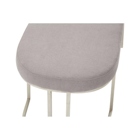 Curved Grey Upholstered Bench