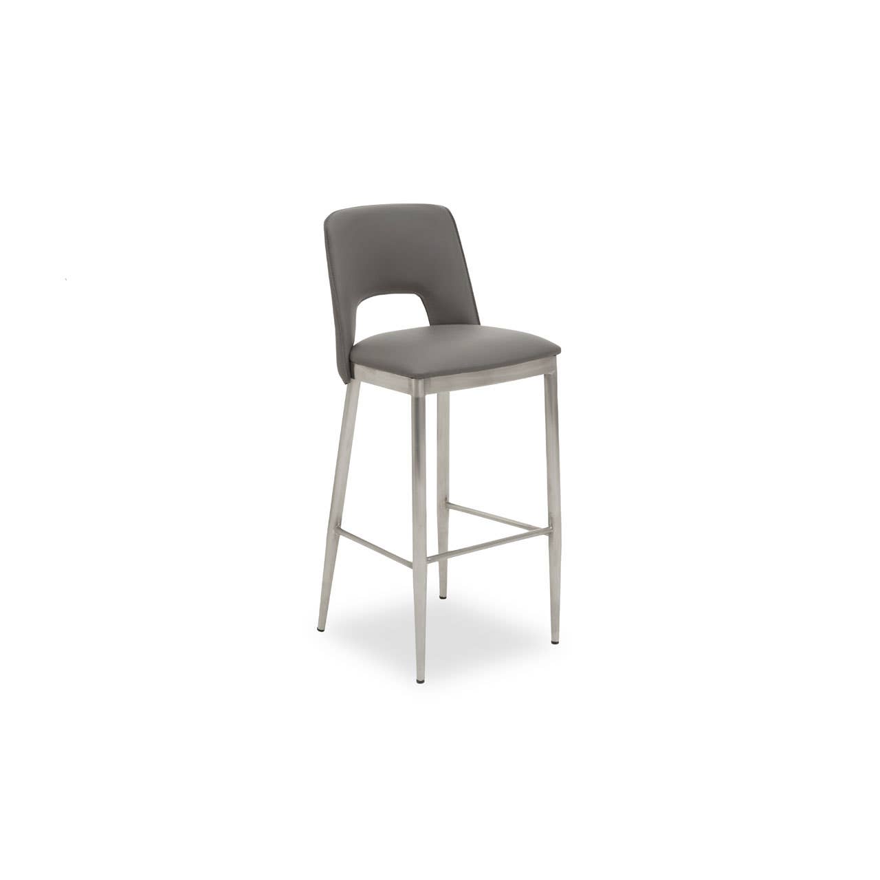 Retro Grey Leather Bar Chair
