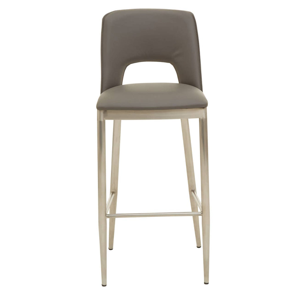 Retro Grey Leather Bar Chair