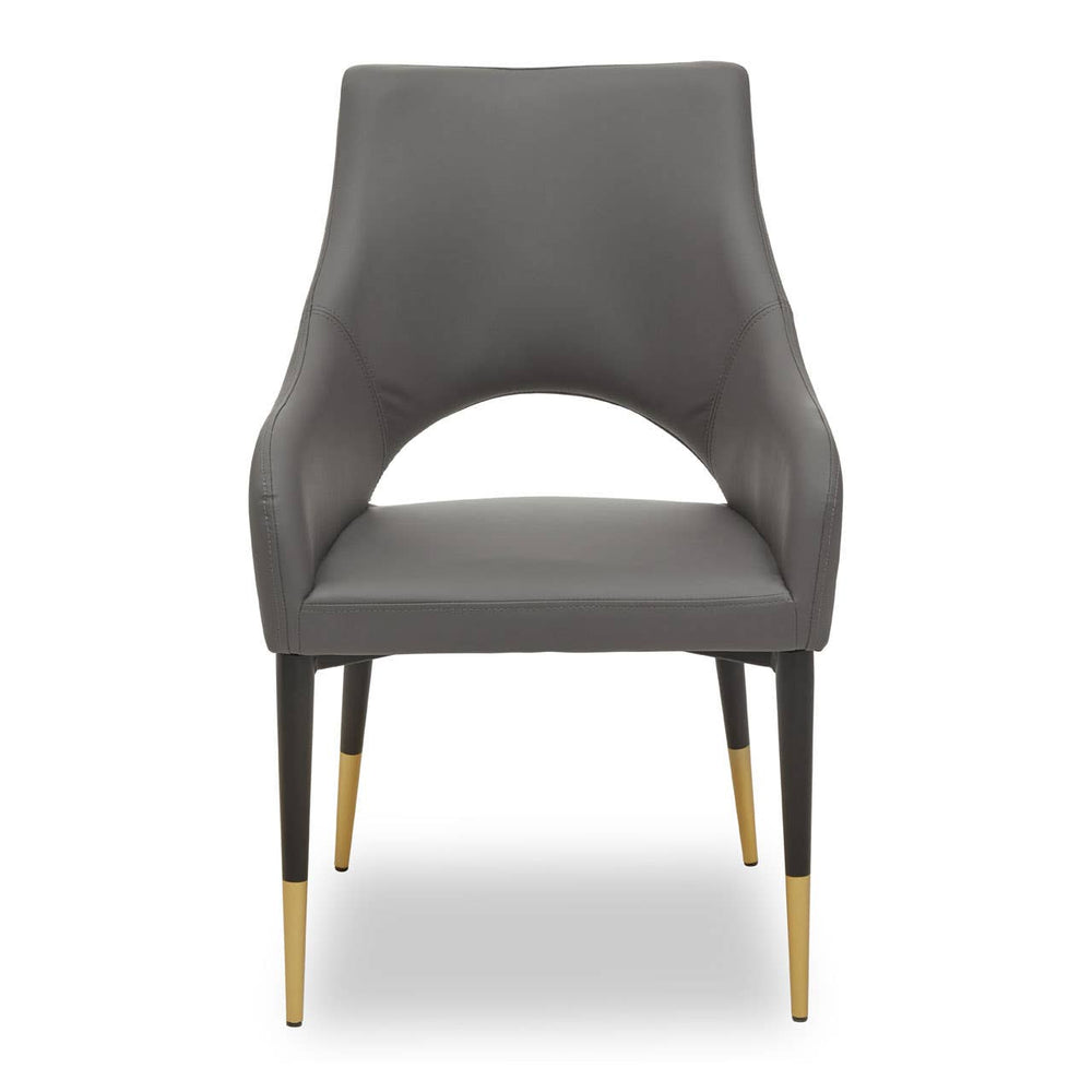Chic Grey Leather Dining Chair