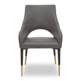 Chic Grey Leather Dining Chair