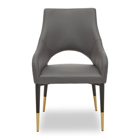 Chic Grey Leather Dining Chair