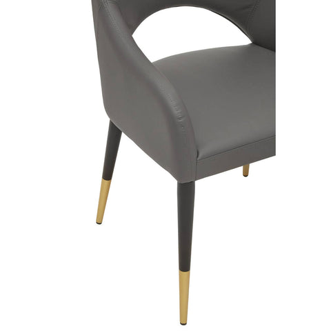 Chic Grey Leather Dining Chair
