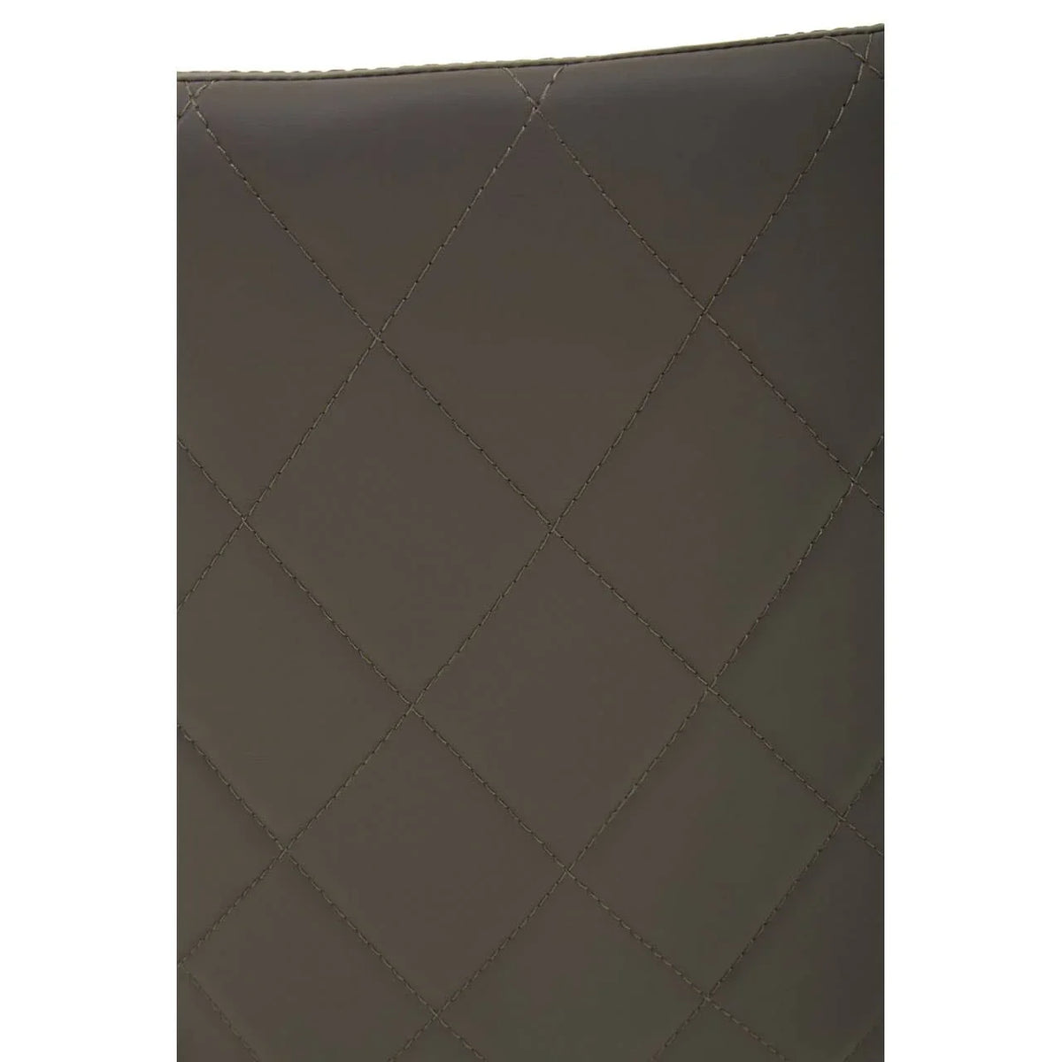 Brown quilted leather dining chair backrest stitching detail