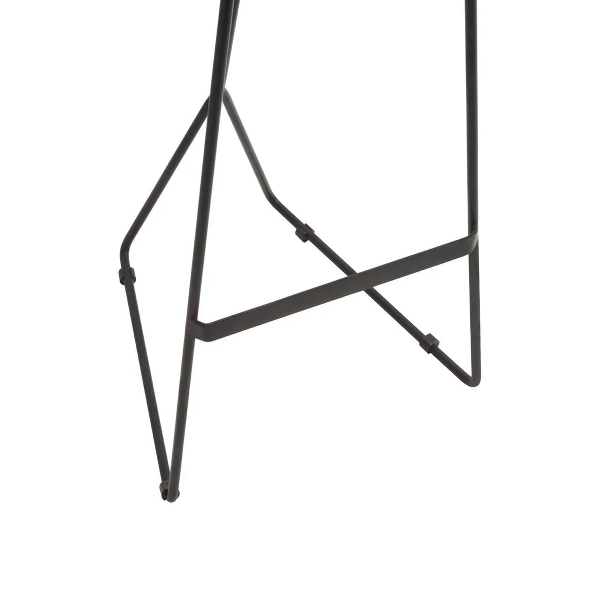 Black metal bar stool base with geometric design and crossbar support