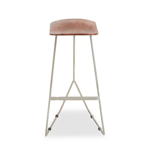 Sleek Leather Iron Bar Stool