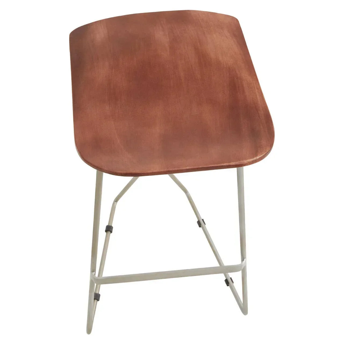 Wooden dining chair with light metal frame, photographed from above at an angle