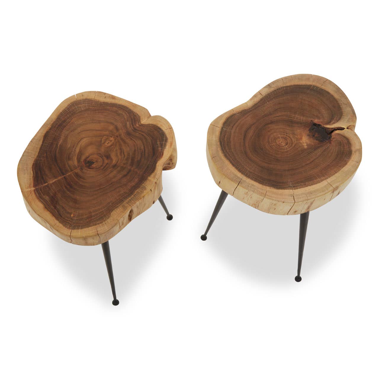 Rustic Acacia Wood Side Tables