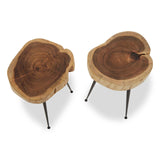Rustic Acacia Wood Side Tables