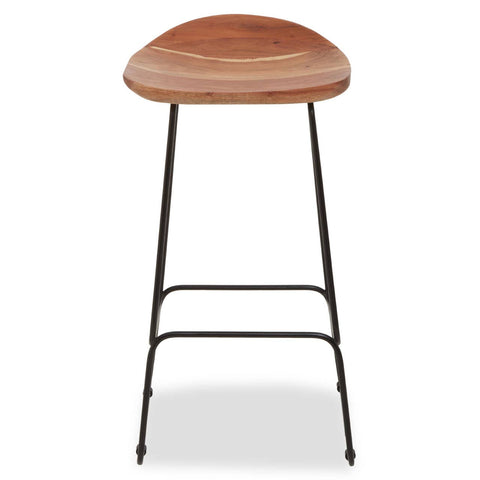 Sleek Wood Iron Bar Stool