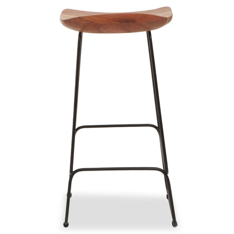 Sleek Wood Iron Bar Stool
