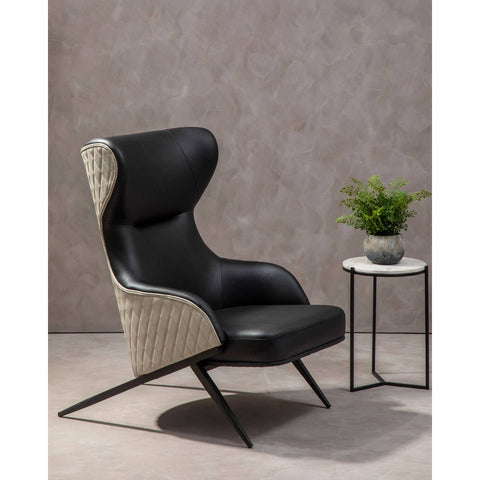 Modern Black Wingback Armchair