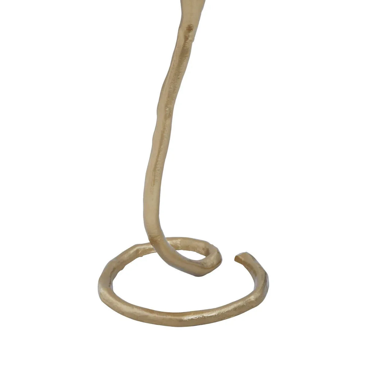Gold metal table leg with twisted circular base detail