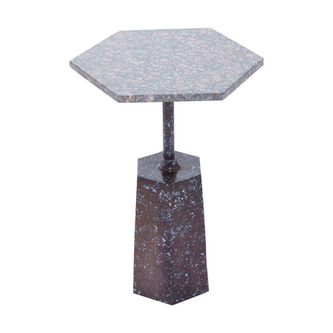 Grey Marble Hexagon Side Table