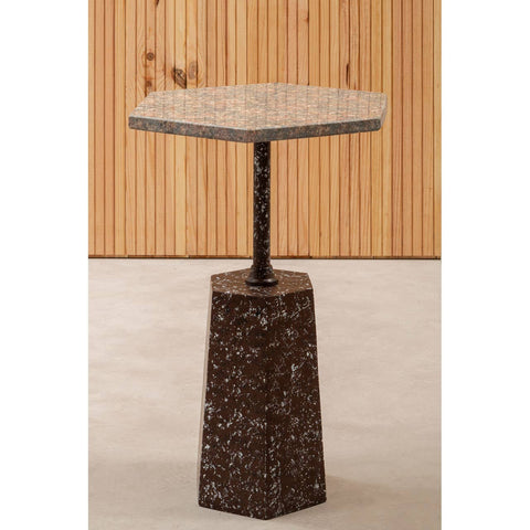 Grey Marble Hexagon Side Table