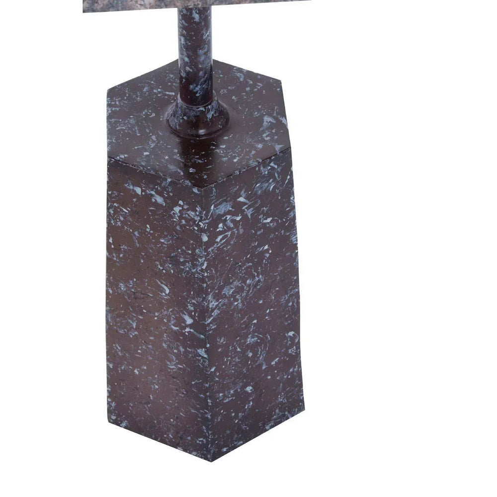 Dark marble effect lamp base with geometric hexagonal shape