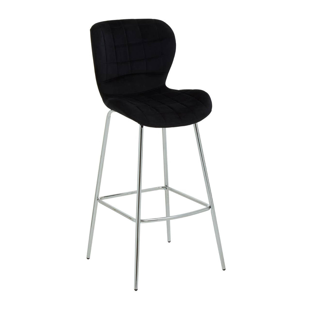 Luxe Black Velvet Bar Chair