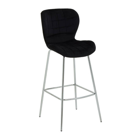 Luxe Black Velvet Bar Chair
