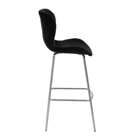 Luxe Black Velvet Bar Chair