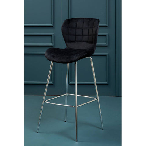 Luxe Black Velvet Bar Chair